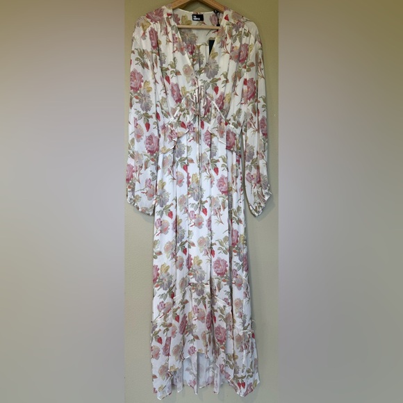 The Kooples Pink Floral Silk Ruffle Maxi Dress Luxury New Size 2 Medium $715 - Picture 2 of 12